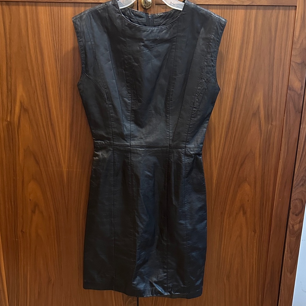 Vintage Leather Black Sleeveless Dress